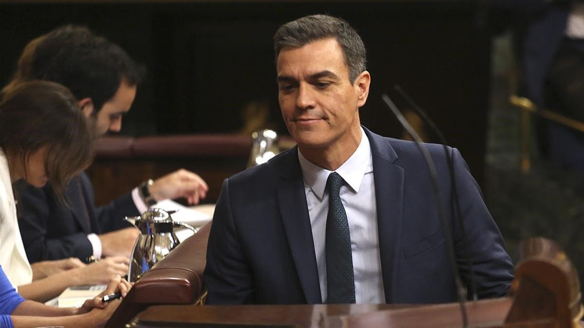 Pedro Sánchez, en la última jornada de la sesión de investidura.