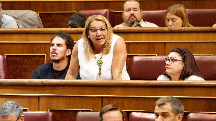 Meri Pîta en el Congreso flanqueada por Alberto Rodríguez y Carmen Valido en el Congreso.