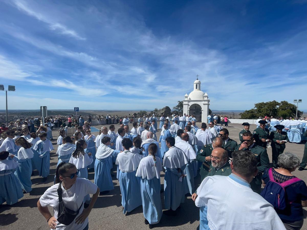 En la explanada del santuario, esta tarde.