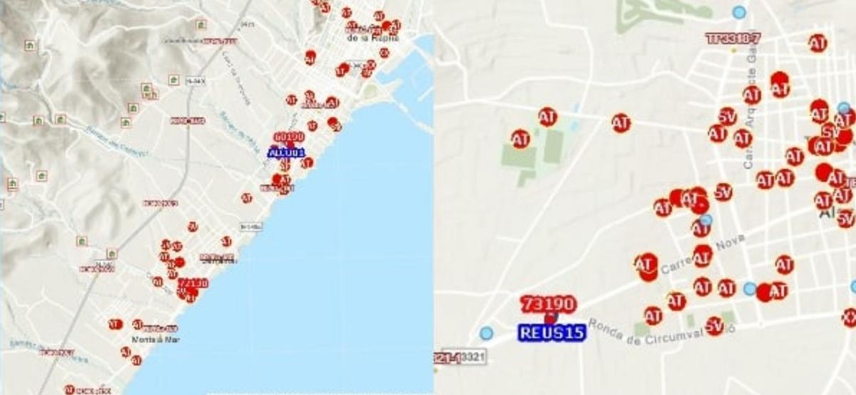 Mapa de geolocalizaciones de llamadas a Emergencias en Catalunya durante un episodio de inundaciones.