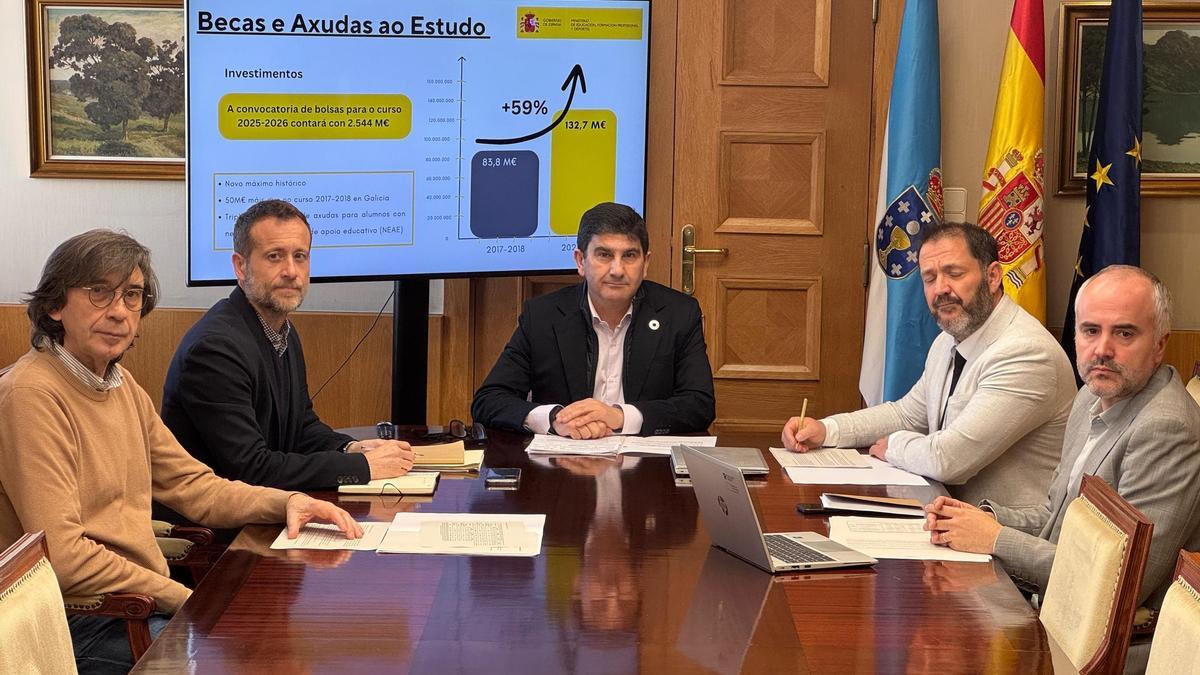 Reunión sobre las becas para estudios en Galicia, celebrada este jueves.