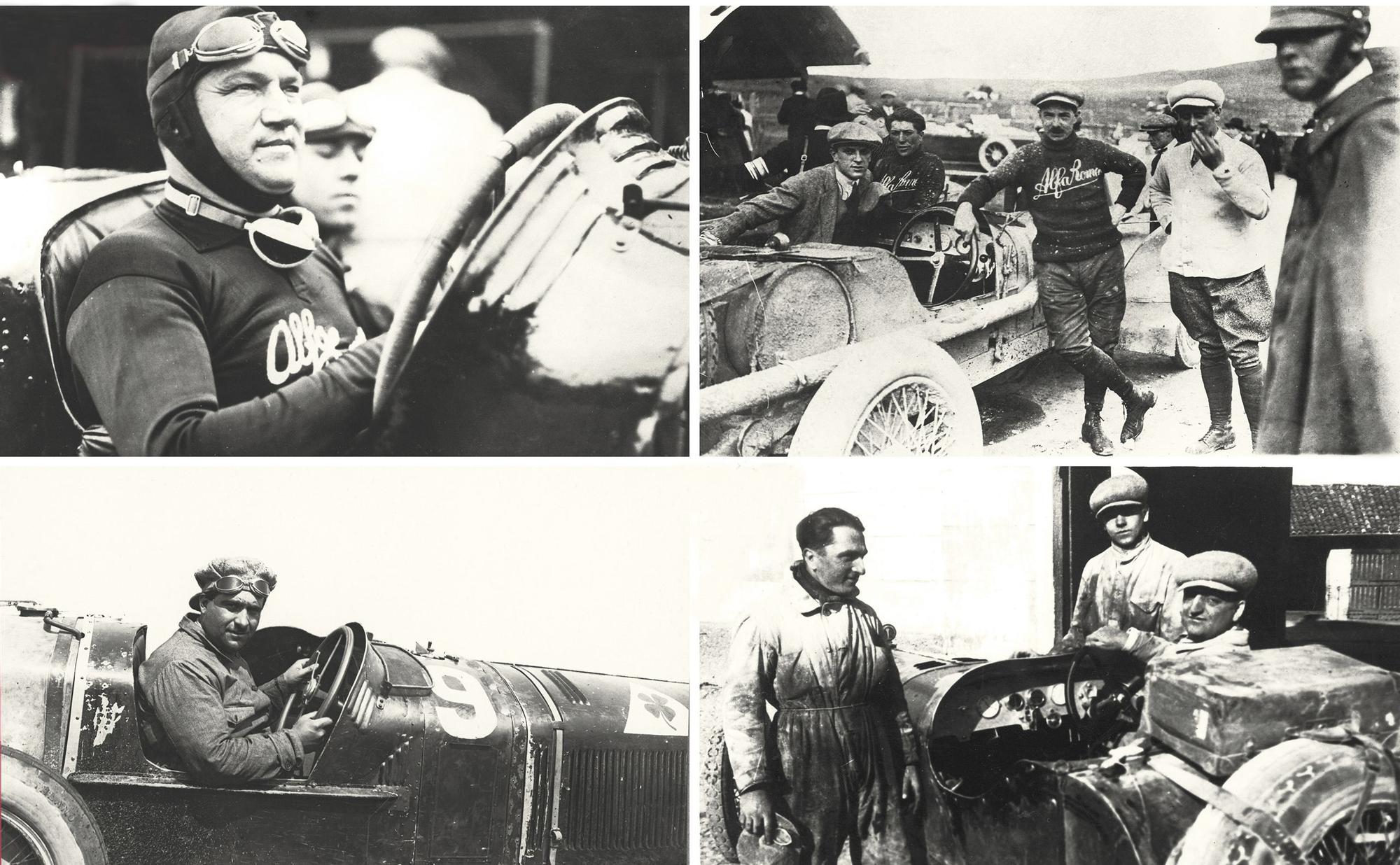 Los pilotos. Los cuatro miembros del equipo eran  Giuseppe Campari, Antonio Ascari, Ugo Sivocci y Enzo Ferrari. ALFA ROMEO