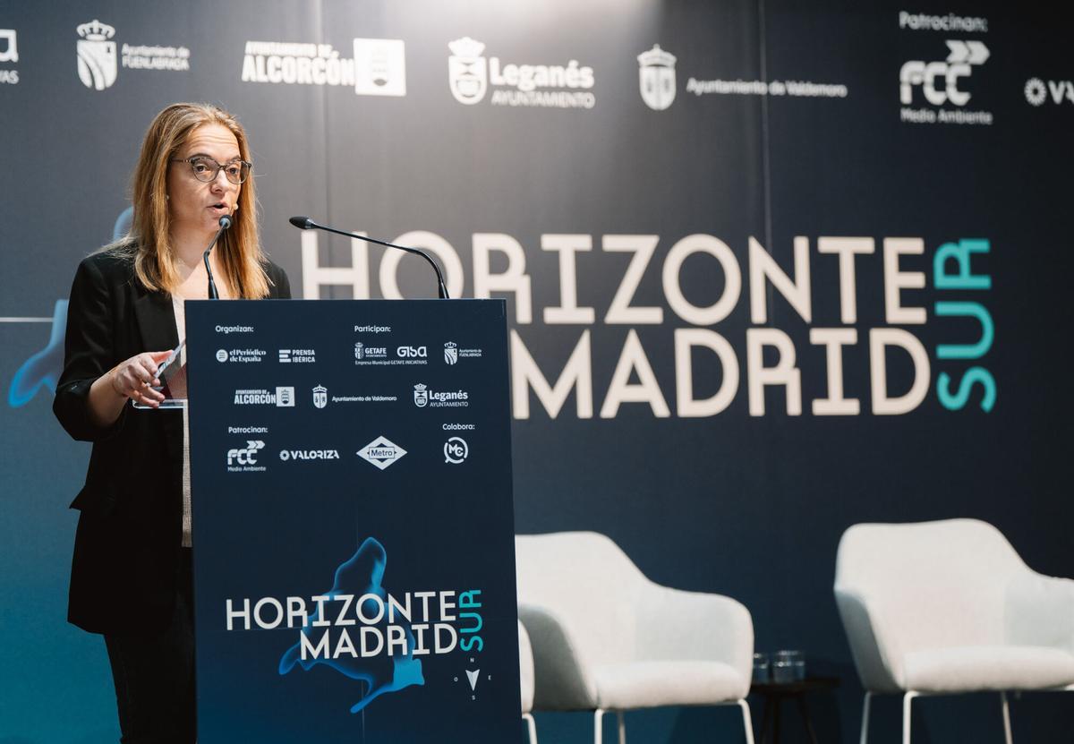 Sara Hernández, alcaldesa de Getafe, en la apertura institucional de Horizonte Madrid Sur.