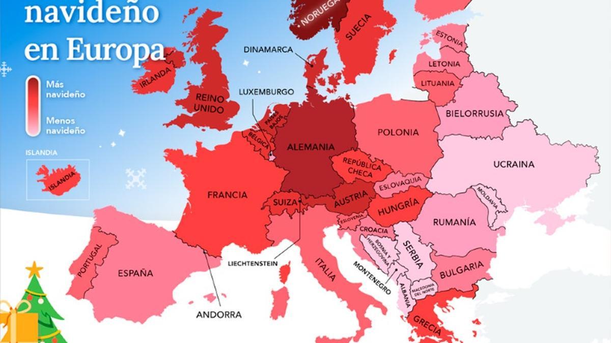 Mapa, espíritu navideño, Europa