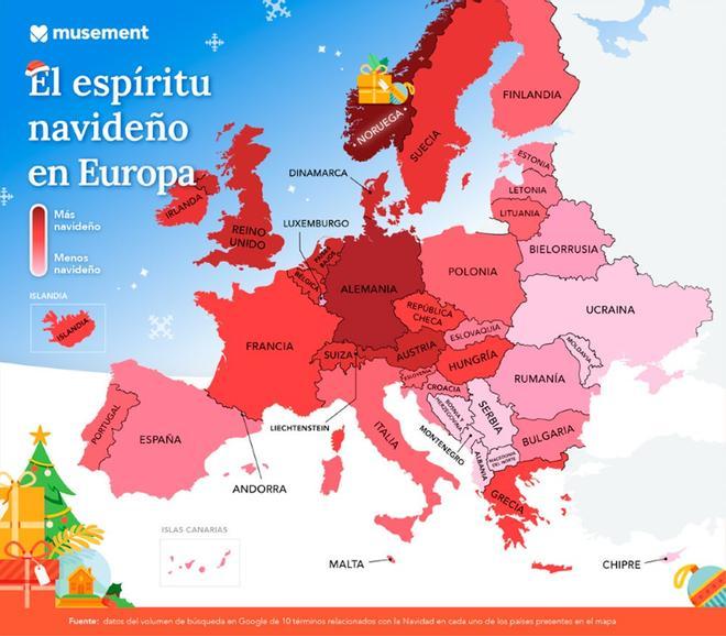 Mapa, espíritu navideño, Europa