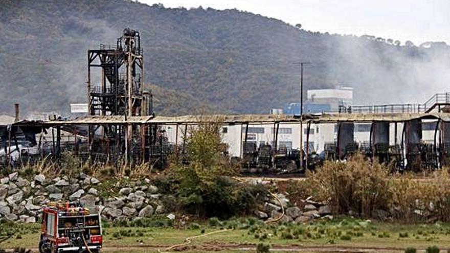 Pla de la zona cremada en l&#039;incendi de la fàbrica de Montornès