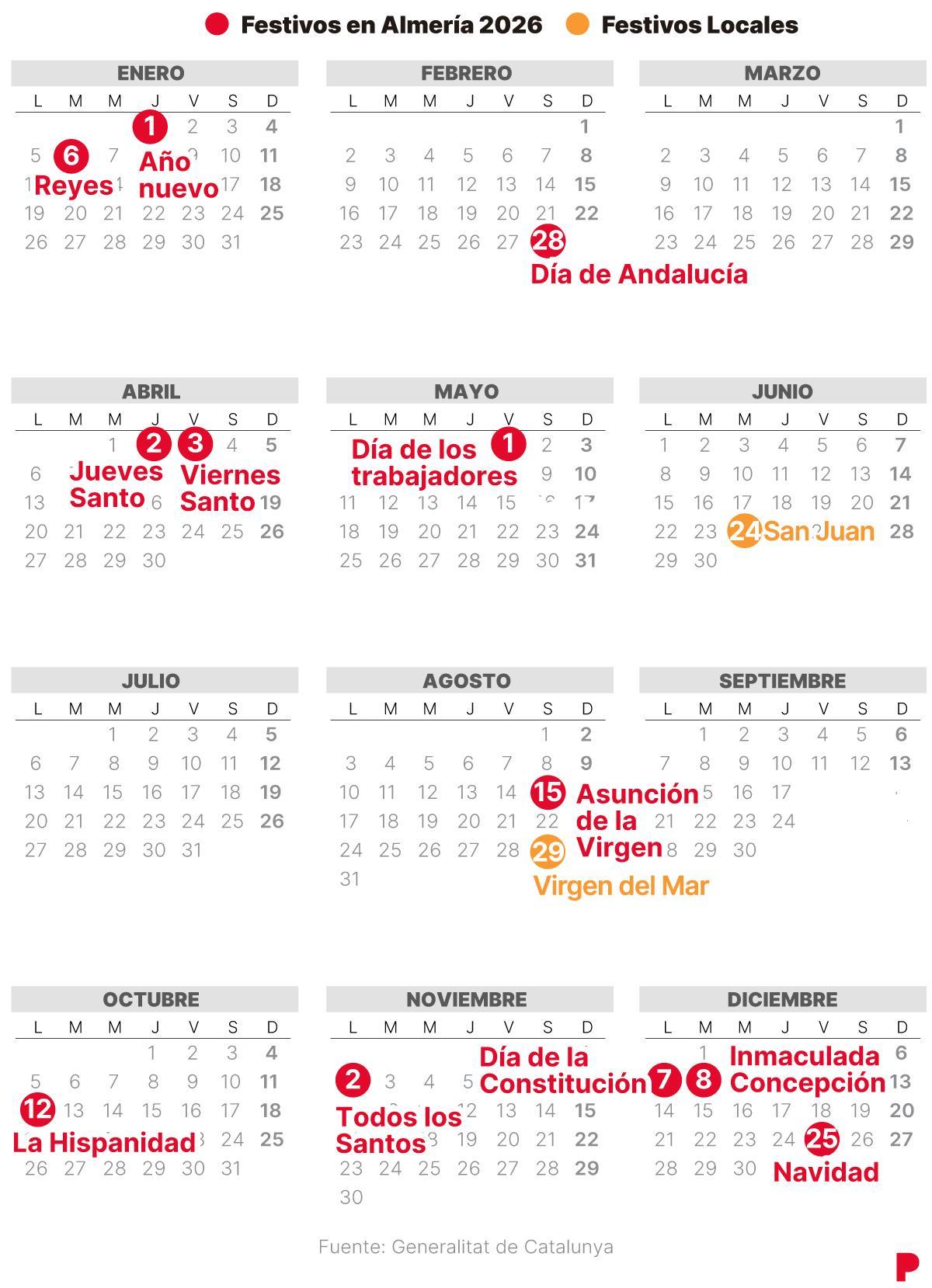 Calendario Laboral Almería 2026