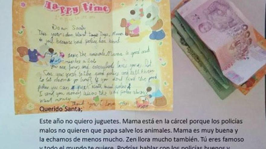 Imagen de la carta del hijo de Cuesta.