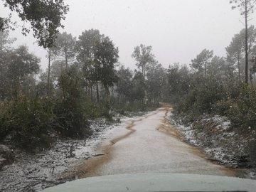 Nevada a Cadiretes, al terme municipal de Llagostera