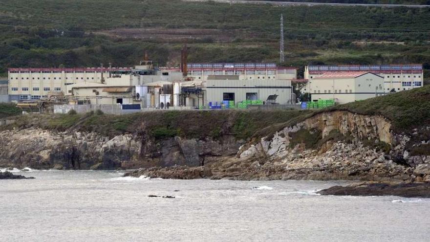 Instalaciones de la antigua Ártabra y detrás los terrenos de Mafriesa junto al mar.