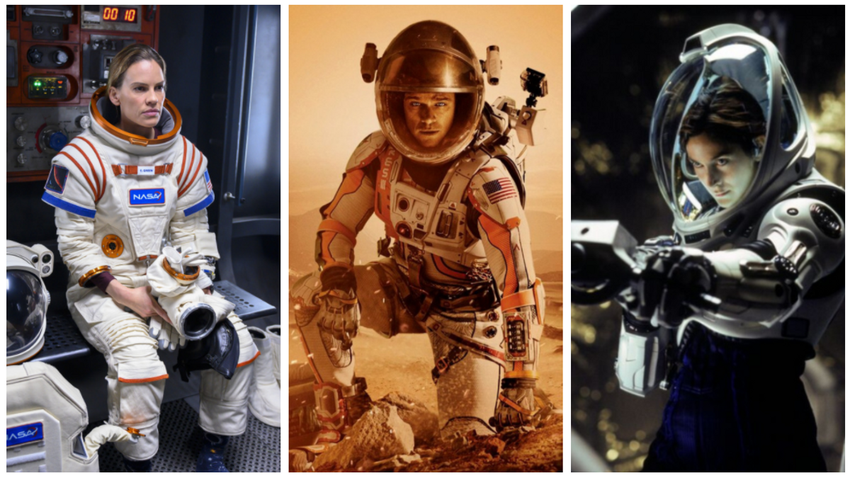 Fotogramas de la serie 'Away' y de las películas 'Marte (The martian)' y 'Planeta rojo'.