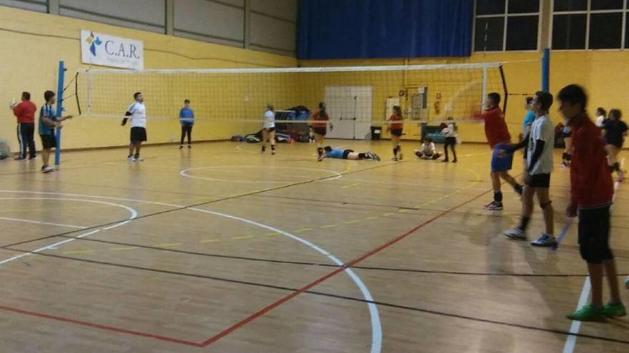 Equipos de voleibol entrenando en el CAR.