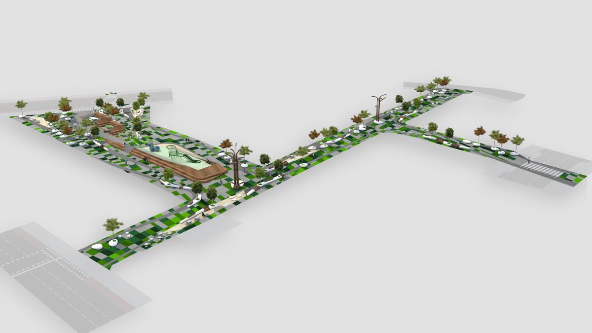 Recreación virtual del diseño para la intersección de las calles Alcalde Marchesi y Primavera.