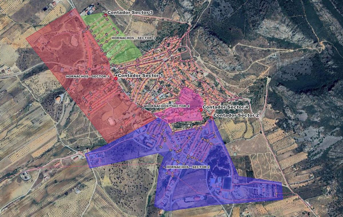 Sectorización de red de abastecimiento de Hornachos.
