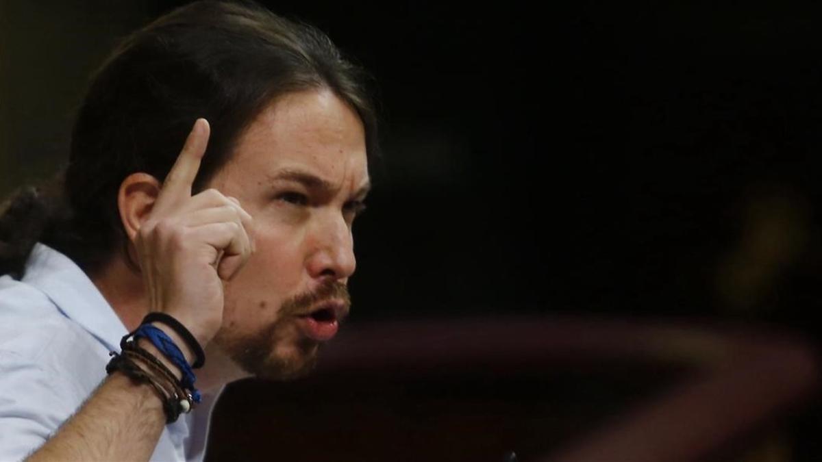 Pablo Iglesias interviene en el Congreso de los Diputados.