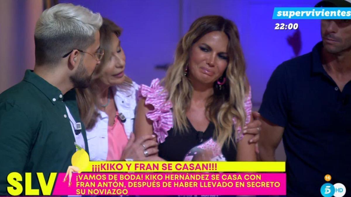 Marta López llorando en ’Sálvame’ por la boda de Kiko Hernández.
