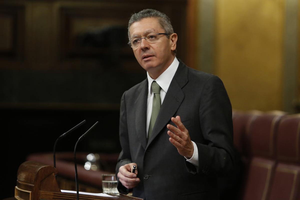 El ministre de Justícia, Alberto Ruiz-Gallardón, al Congrés.