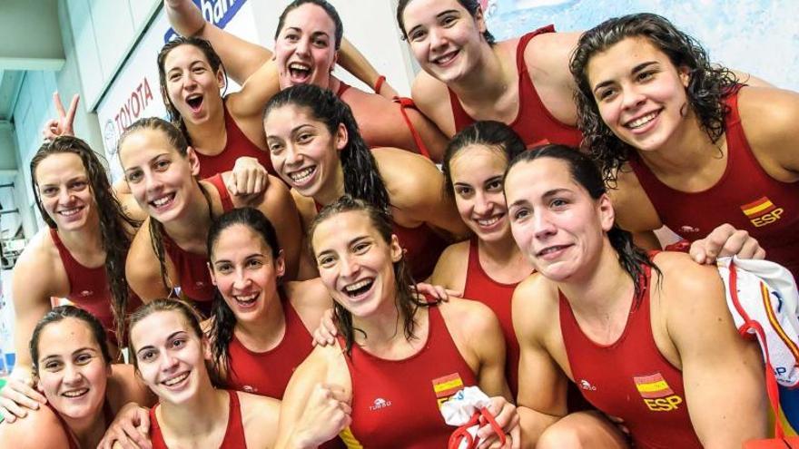 Las jugadoras españolas celebran la clasificación para Río 2016.