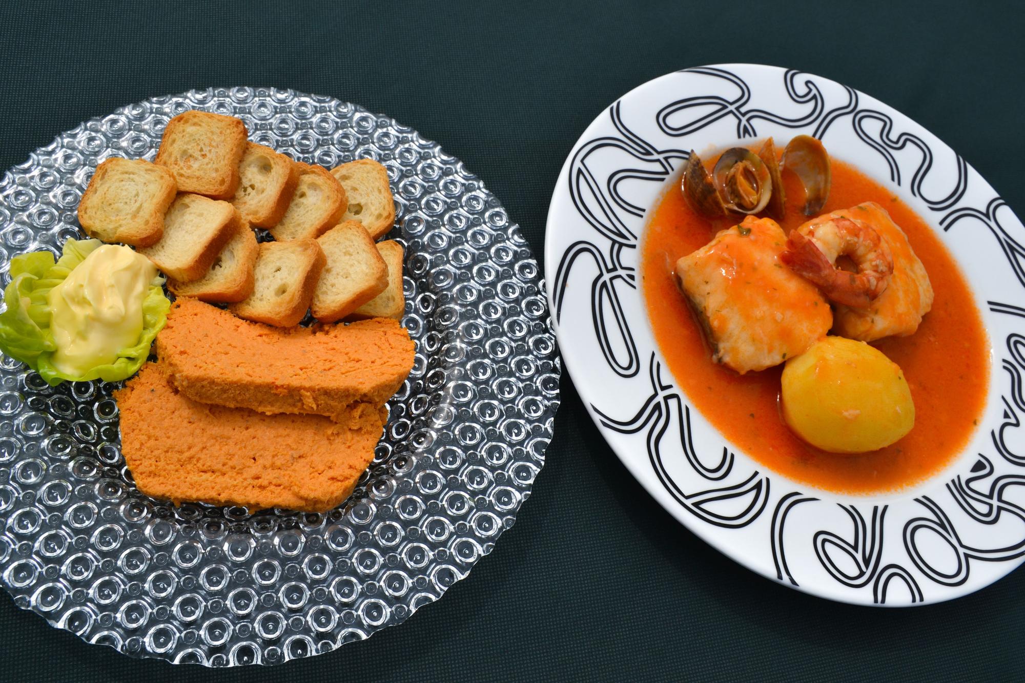 Pastel de cabracho y merluza a la sidra.