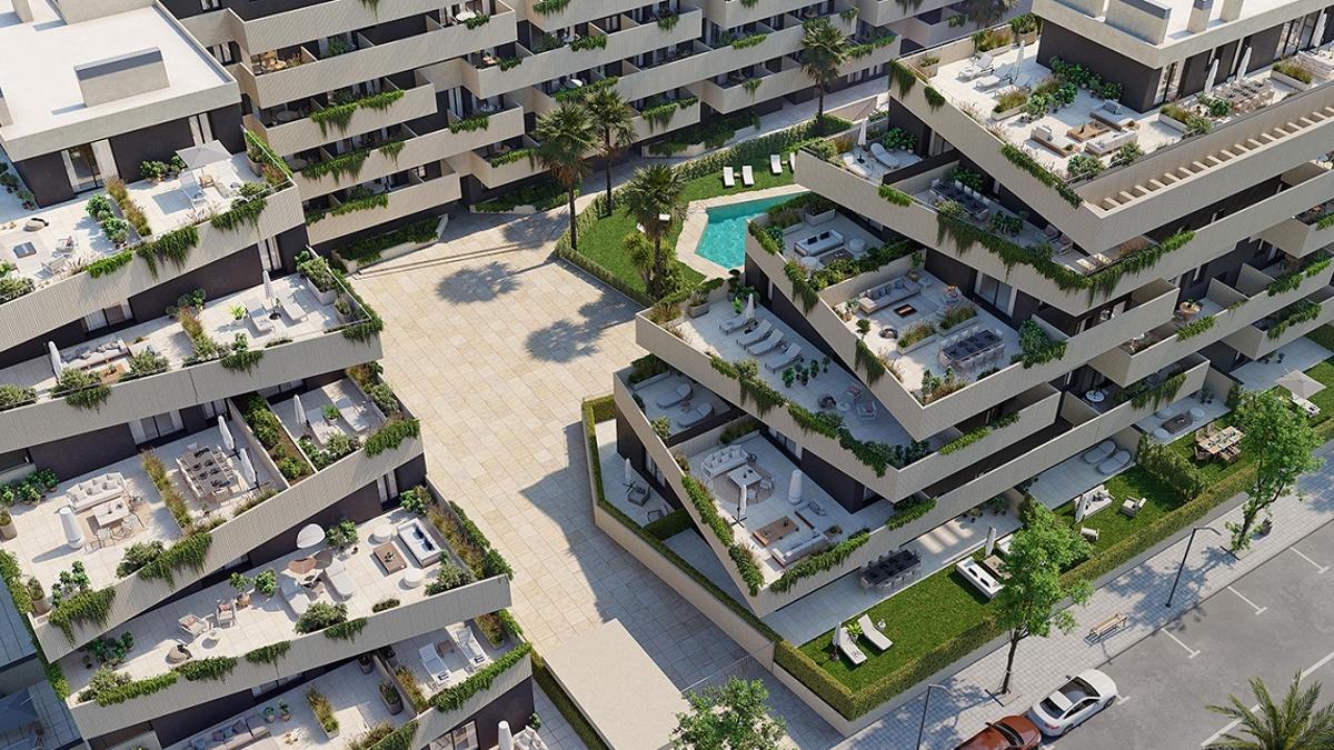 Una imagen recreada de la fuutura promoción Creative Homes Bulevar de Neinor en Cortijo Merino.
