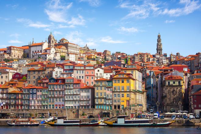 Vista panorámica de la parte histórica de Oporto