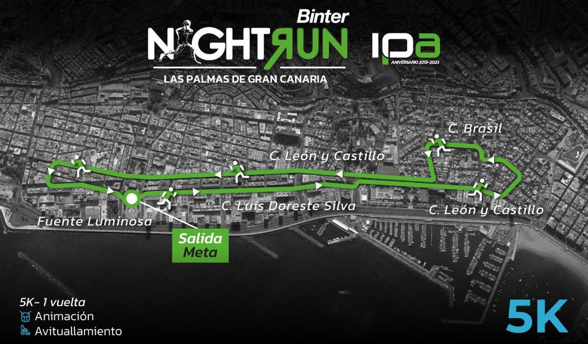 Recorrido Binter Night Run Gran Canaria 5 kilómetros