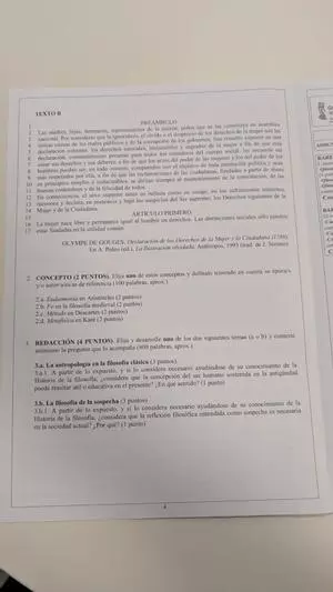 Examen de Historia de la Filosofía de la PAU 2025