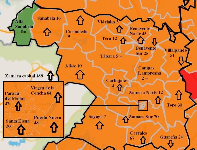 Mapa de contagios COVID por zonas básicas de salud