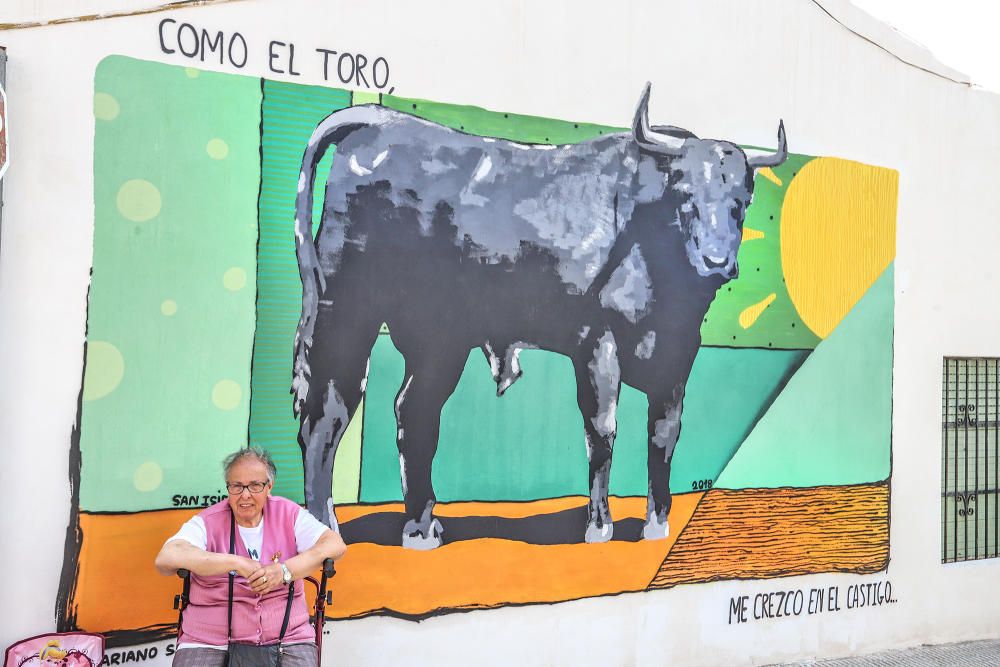 Más de doscientos murales con imágenes y poesías que recuerdan a la figura del poeta oriolano Miguel Hernández en el barrio de San isidro de Orihuela en un museo urbano que este fin de semana cuenta a