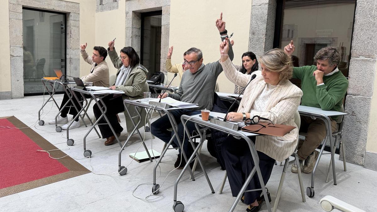Los concejales del Grupo Socialista, este jueves, durante una votación.
