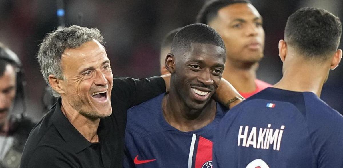 Luis Enrique Martínez y Ousmane Débélé, entrenador y delantero del PSG