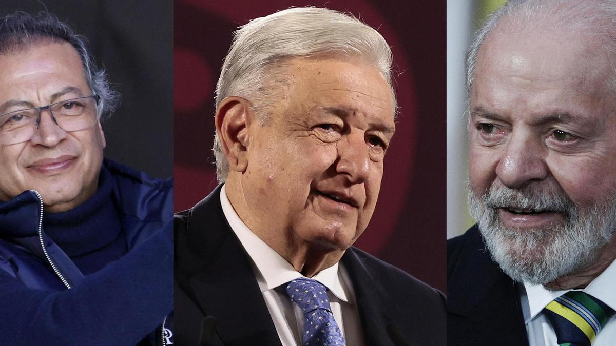 Los presidentes de Colombia, México y Brasil: Gustavo Preto, López Obrador y Lula da Silva.