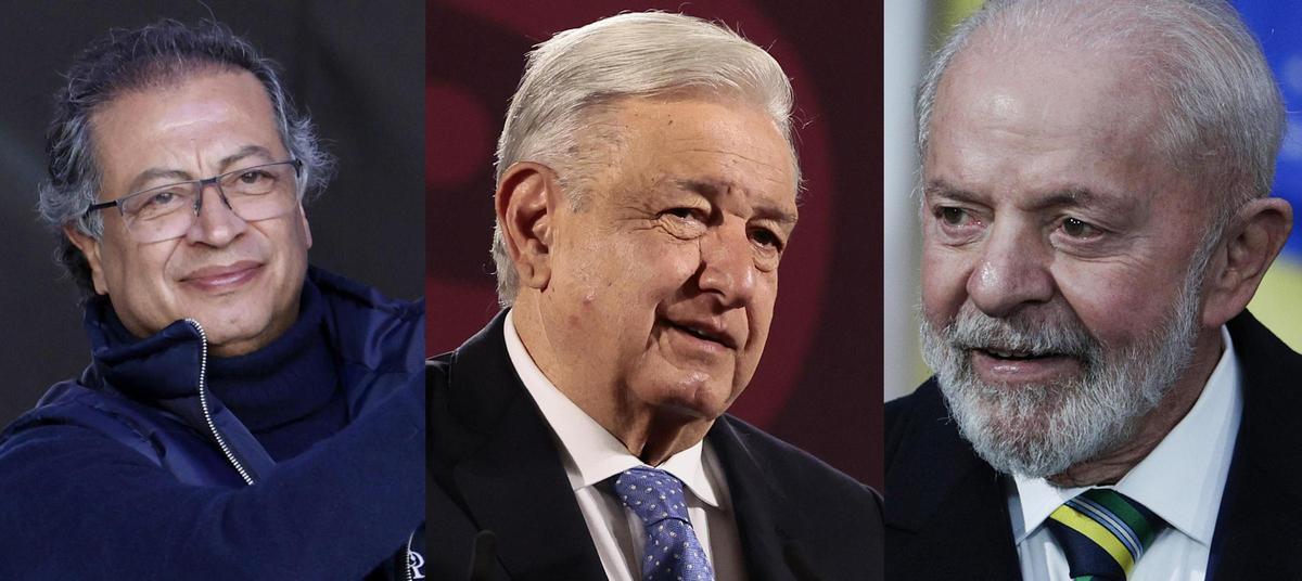 Los presidentes de Colombia, México y Brasil: Gustavo Preto, López Obrador y Lula da Silva.