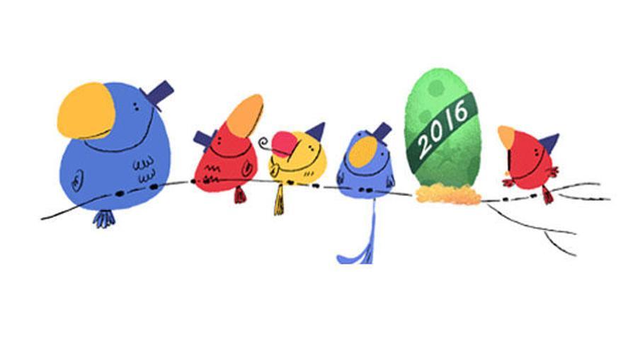 El doodle de Google para celebrar la Nochevieja 2015.