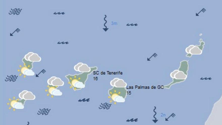 Lluvias al norte y vientos moderados a fuertes en Canarias