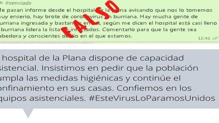 El Hospital de la Plana desmiente la falta de recursos y personal por la crisis del coronavirus