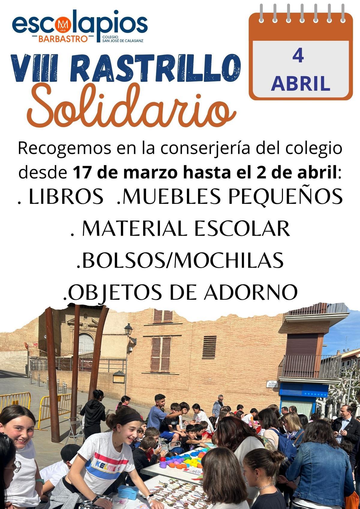Cartel informativo Rastrillo Solidario Escolapios de Barbastro