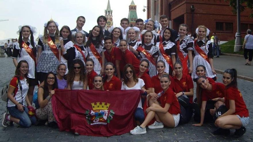 Componentes del CR Cartagena en la Plaza Roja de Moscú.