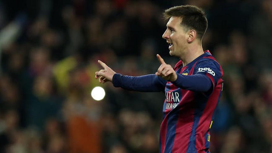 Messi celebra els dos gols que va fer.