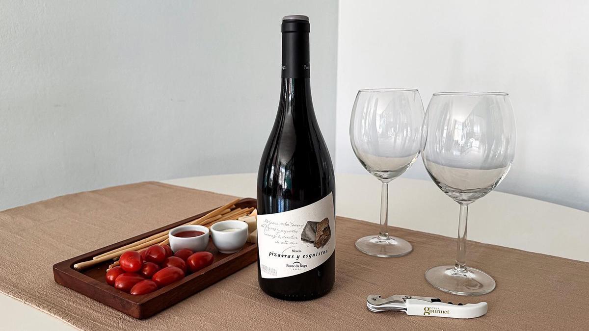 Pizarras y Esquistos 2024 (Ribeira Sacra). Mencía nacida en empinadas terrazas sobre suelos de pizarra y esquisto, ejemplo de viticultura heroica en uno de los paisajes más singulares del noroeste peninsular.