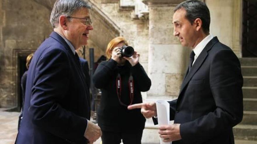 El jefe del Consell, Ximo Puig, y el de la Diputación, César Sánchez, en su única reunión institucional.