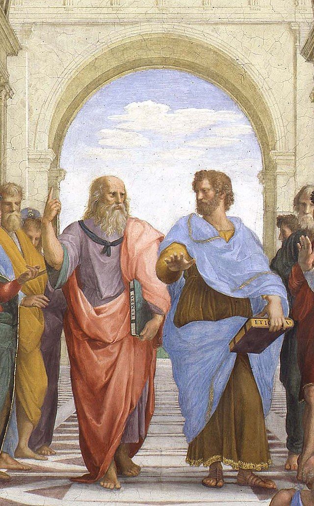 Rafael Sanzio pintó a Platón y Aristóteles en la obra &quot;Escuela de Atenas&quot;.