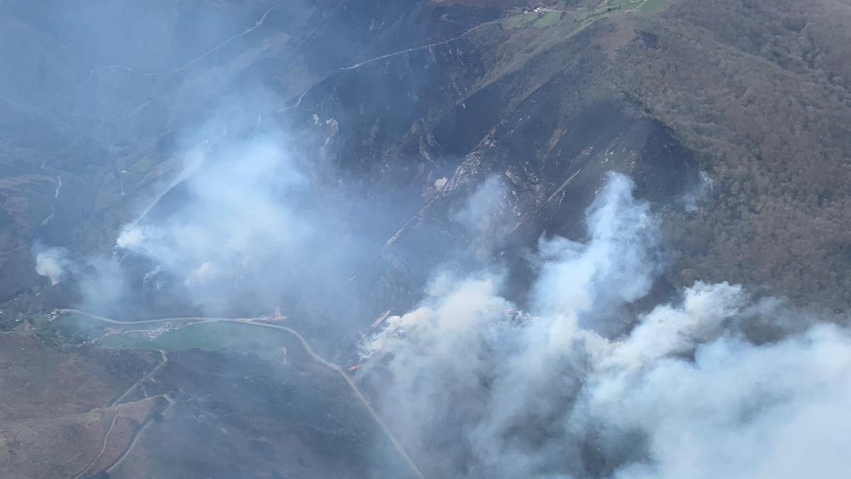 Un incendio forestal en Belmonte de Miranda