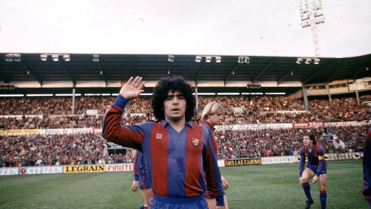 Diego Maradona, durante su etapa en el Barça.