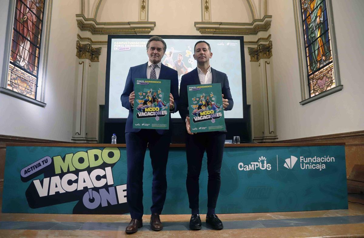 Gerardo Lerones y Manuel Dorado, durante la presentación de los Campus Unicaja 2026