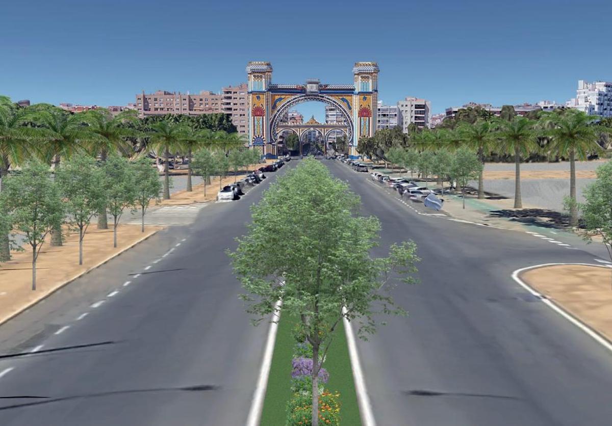 Recreación de cómo sería la Feria de Sevilla 2025 con el plan de arbolado de José Luis Sanz