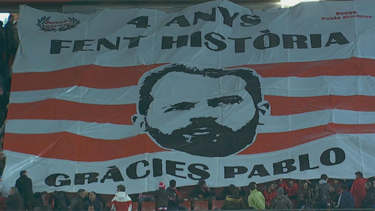 LALIGA | Girona - Deportivo (2-0): El tifo dedicado a Machín