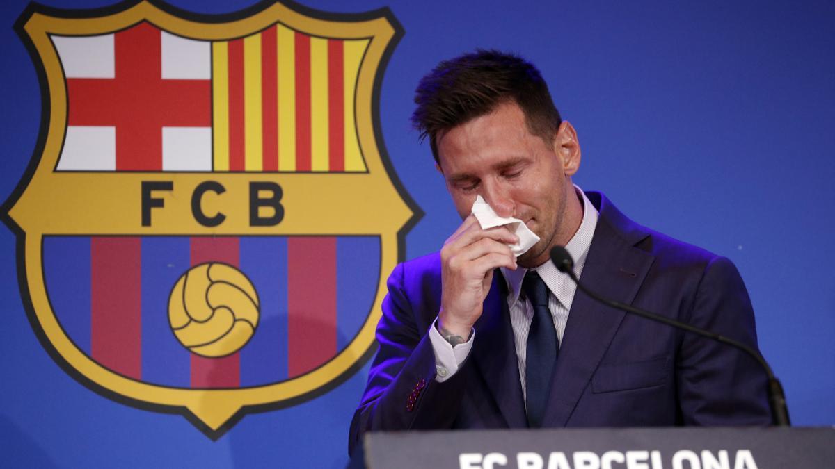 Lionel Messi bei seiner Abschieds-Pressekonferenz in Barcelona.