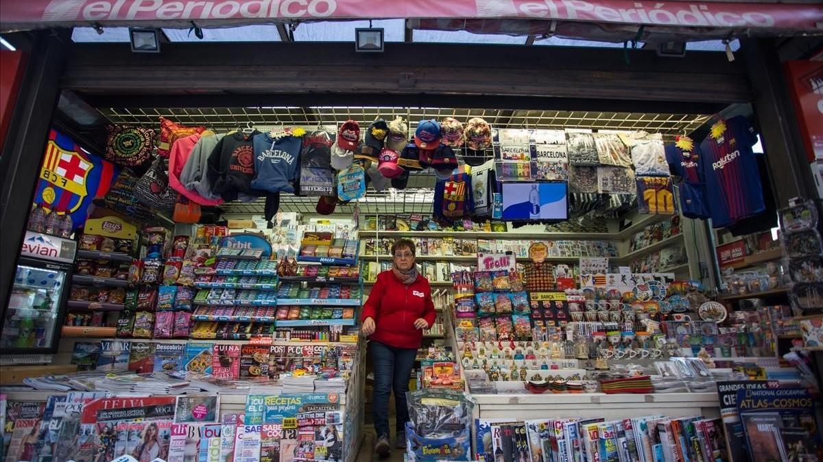 Un kiosco del centro de Barcelona