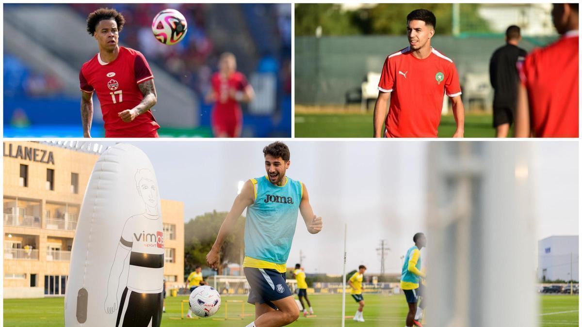 Buchanan (i), Ilias Akhomach (d) y Santi Comesaña (abajo) han protagonizado el inicio de la semana en el Villarreal.